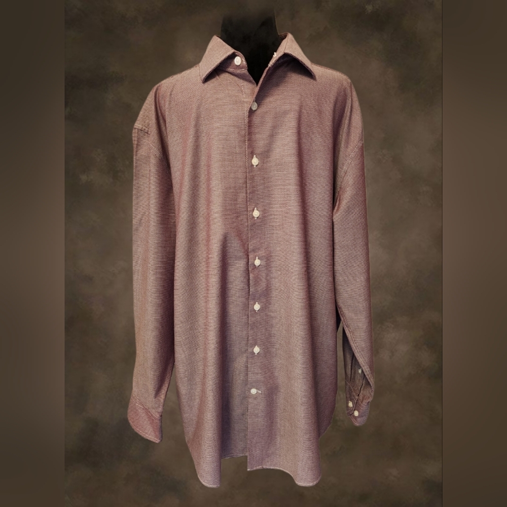 Collection Michael Strahan Burgundy Wrinkle Free Stretch Shirt 17.5 34/35 (E27)